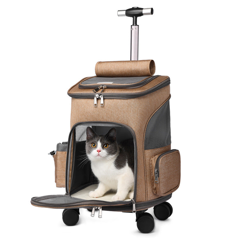 Portable Folding Trolley Pet Cat Backpack